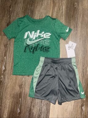 NEW Nike Green Logo Tee with Gray & Mint Athletic Shorts
